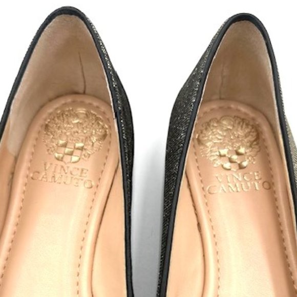 Vince Camuto Rowley Metallic Flats Women’s Size 7 Leopard Print Point Toe Bow - Picture 6 of 8